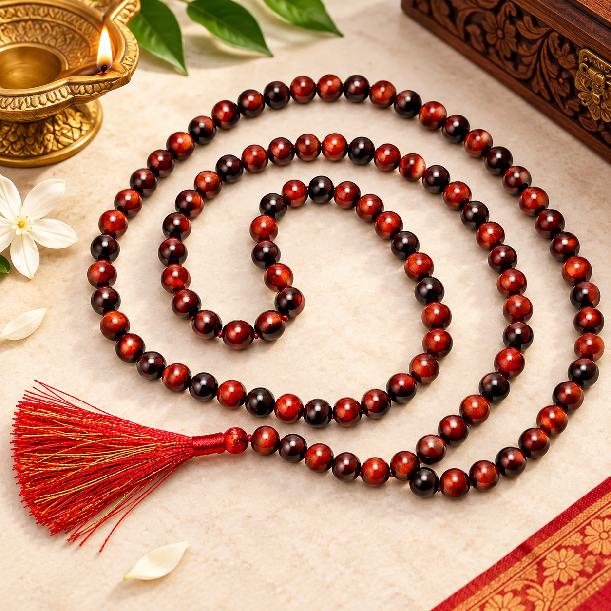 Red Sandalwood Mala - 108 + 1 Beads