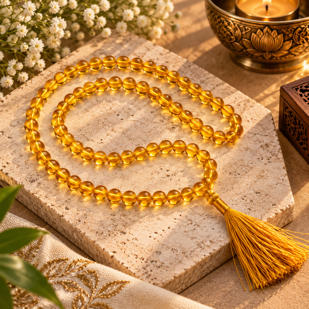 Yellow Citrine Mala - 108 + 1 Beads