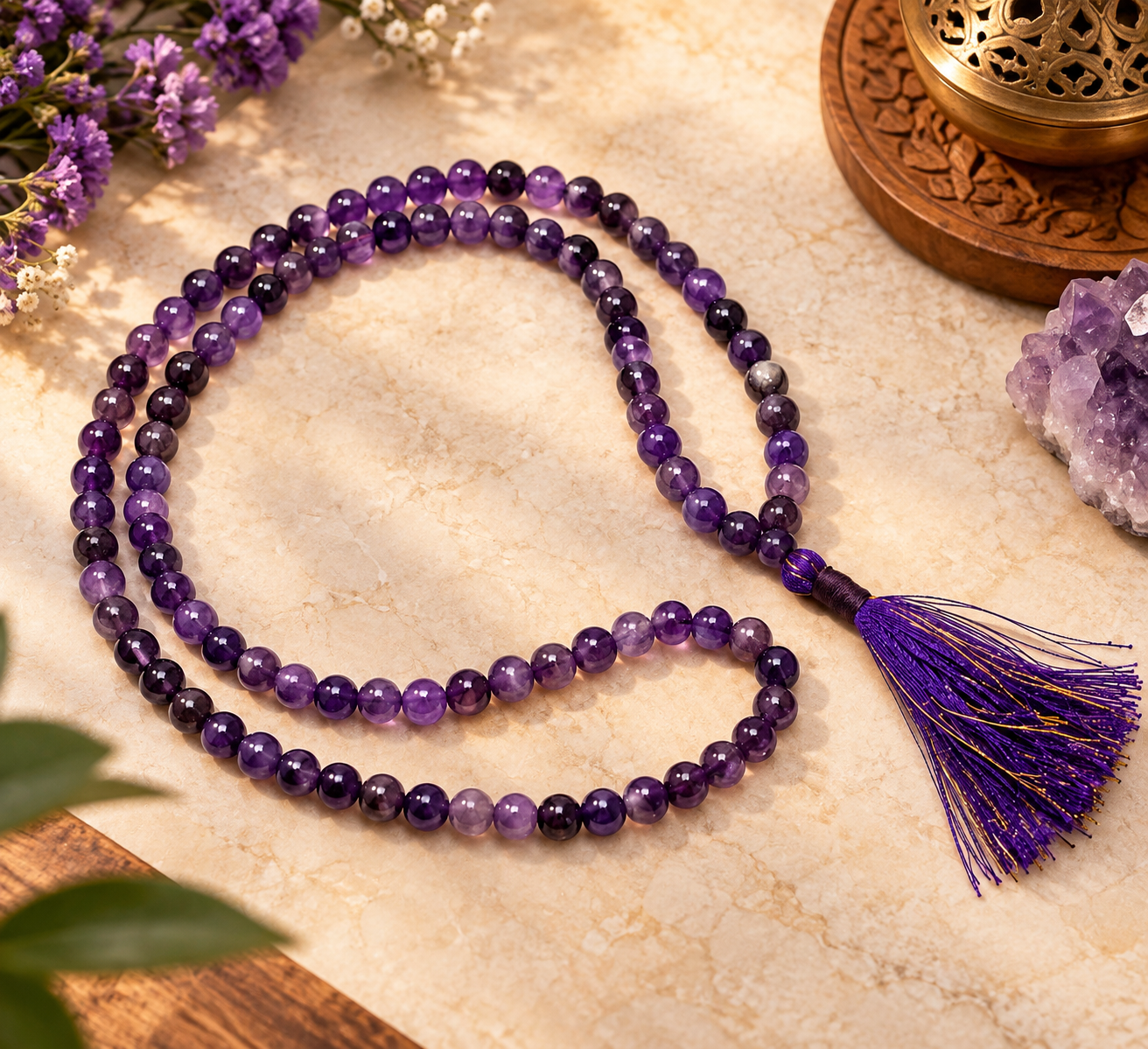 Amethyst Mala - 108 + 1 Beads