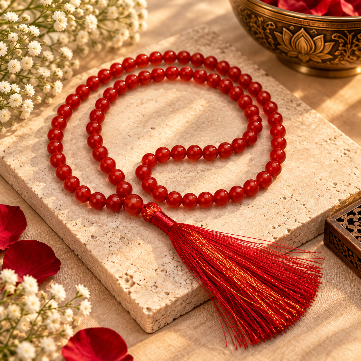 Carnelian Mala - 108 + 1 Beads