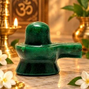 Natural Green Jade Shivling - 122 Grams